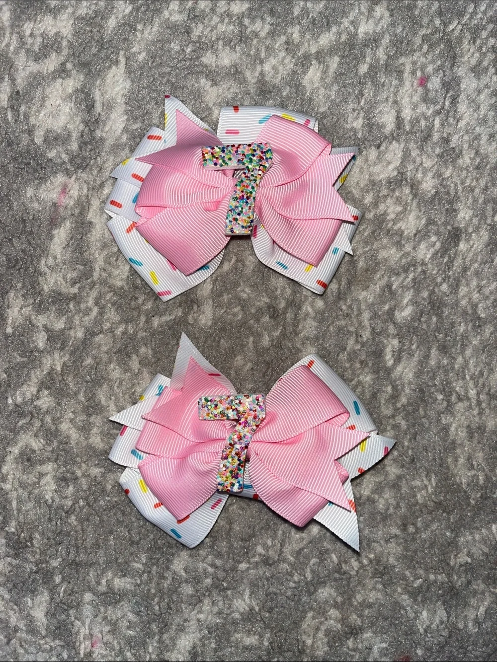 Pink Sprinkle Double-Layer Kids Hair Bows - Pair